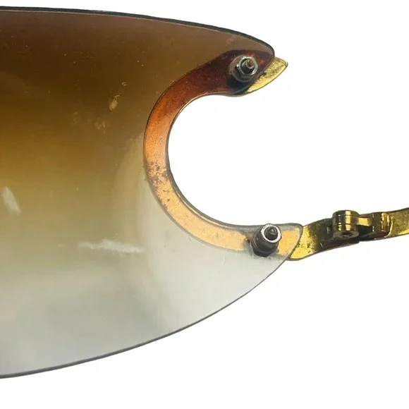 Vintage Damaged Unmarked Rare Sunglasses Gold Tone And Brown Tint Shield Lens Sunglasses Gold Tone And Brown Tint Shield Lens Vintage  main image 4